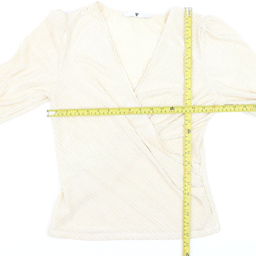 V by Very Women’s Beige Wrap Blouse Size 8 Long Sleeve