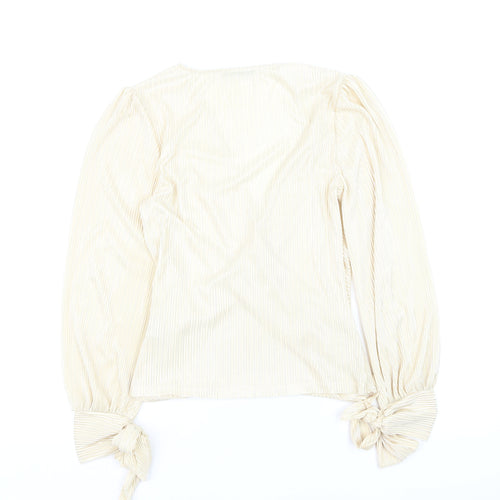 V by Very Women’s Beige Wrap Blouse Size 8 Long Sleeve