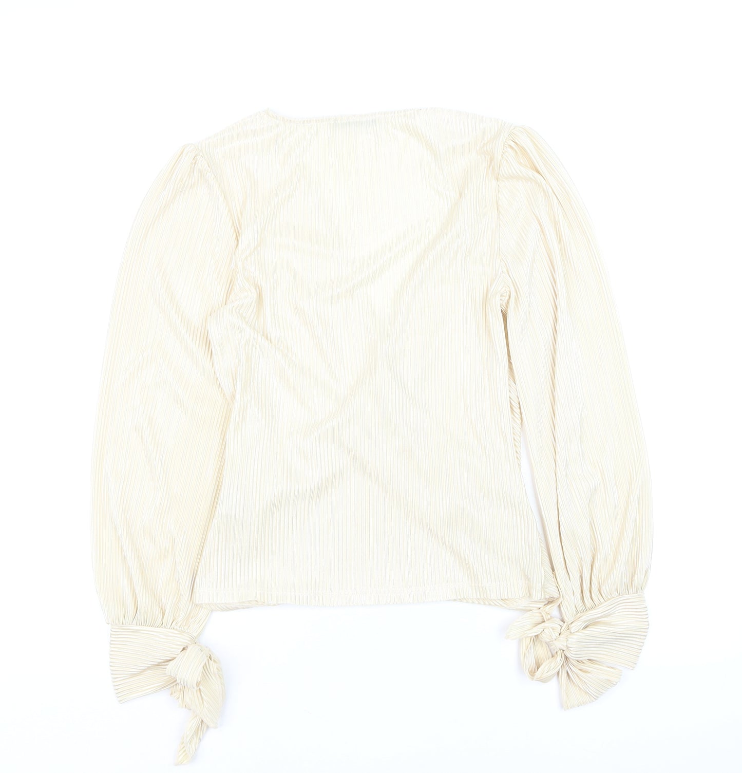 V by Very Women’s Beige Wrap Blouse Size 8 Long Sleeve