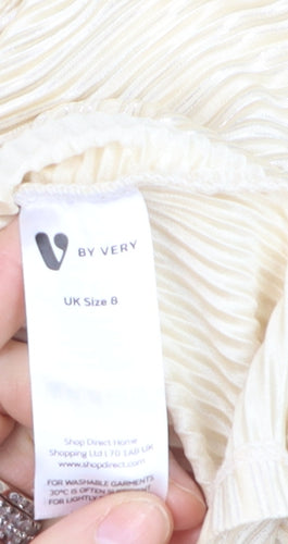 V by Very Women’s Beige Wrap Blouse Size 8 Long Sleeve