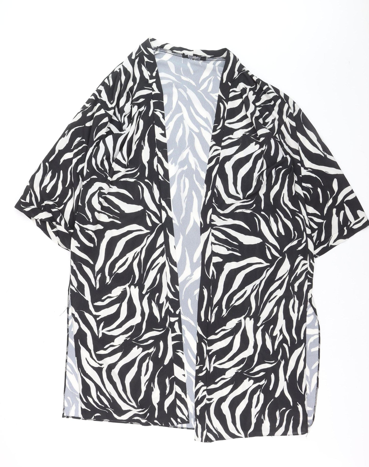 New Look Women's Black Zebra Print Kimono Blouse Size L