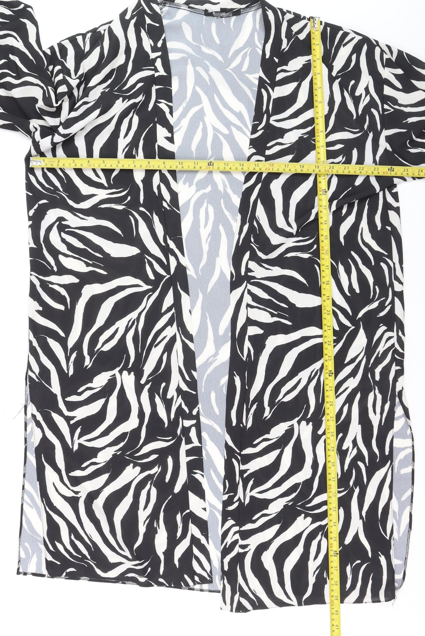 New Look Women's Black Zebra Print Kimono Blouse Size L