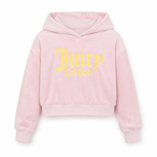 Juicy Couture Girls Pink Velour Logo Hoodie Size 7-8 Years