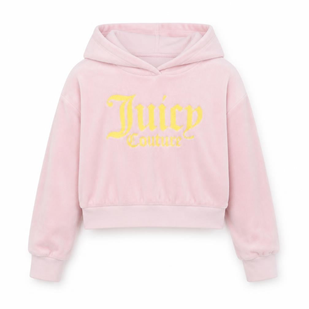 Juicy Couture Girls Pink Velour Logo Hoodie Size 7-8 Years