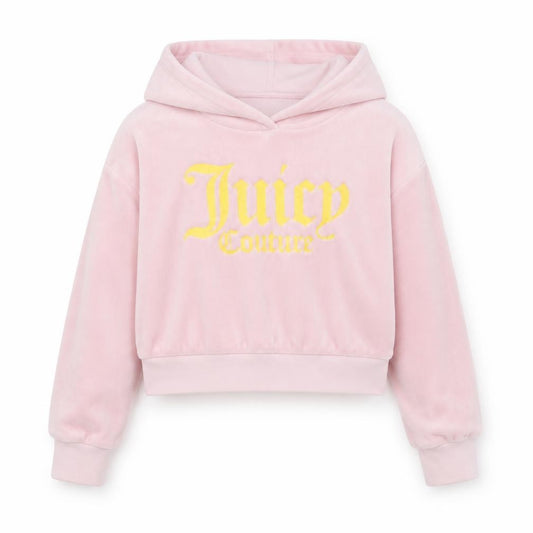Juicy Couture Girls Pink Velour Logo Hoodie Size 7-8 Years