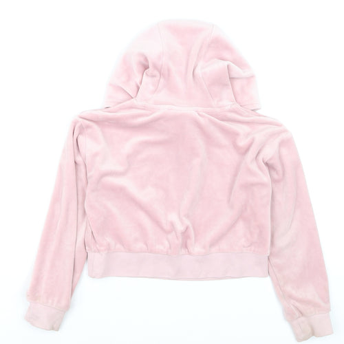 Juicy Couture Girls Pink Velour Logo Hoodie Size 7-8 Years