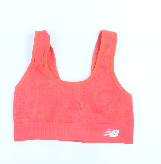 New Balance Women Orange Racerback Sports Bra Top Size S