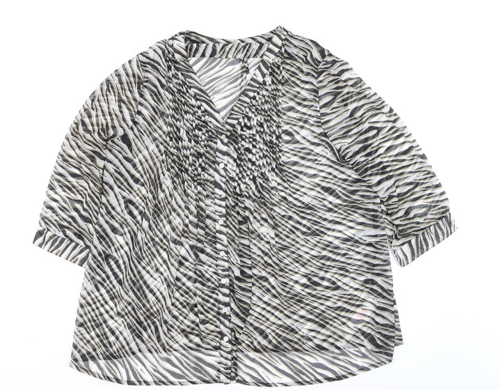 Dash Women's Multicoloured Zebra Print Tunic Blouse Size 18