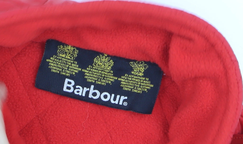 Barbour Women Red Quilted Belted Mid-Length Jacket Size M