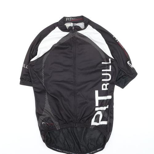 Pitbull Men’s Black Cycling Jersey M Full Zip Athletic Fit
