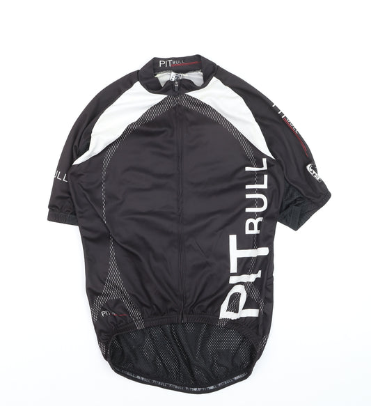 Pitbull Men’s Black Cycling Jersey M Full Zip Athletic Fit