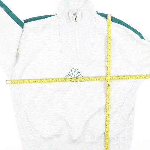 Kappa Men's Grey 1/4 Zip Sweatshirt XS Sports Logo Training Top