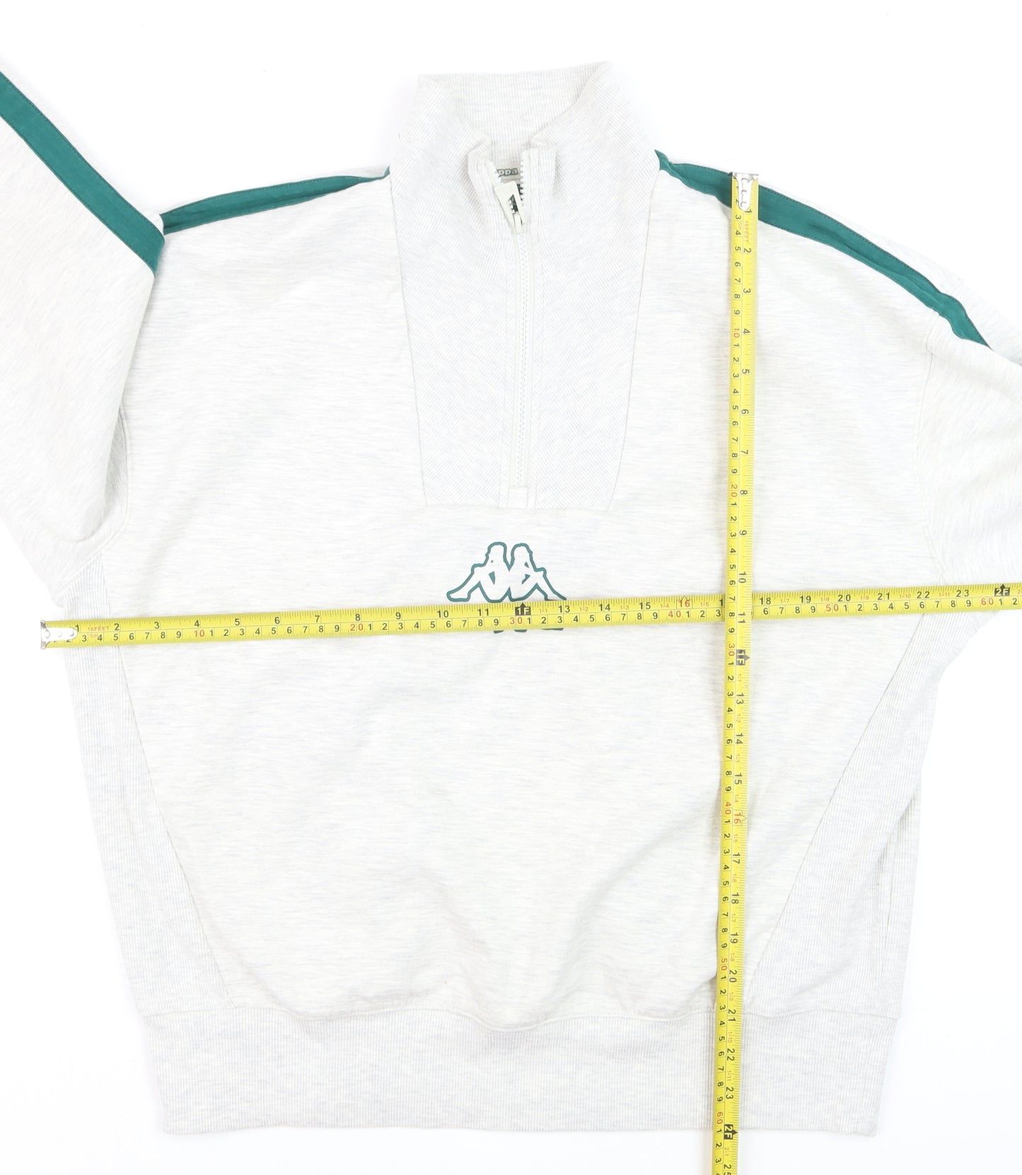 Kappa Men's Grey 1/4 Zip Sweatshirt XS Sports Logo Training Top