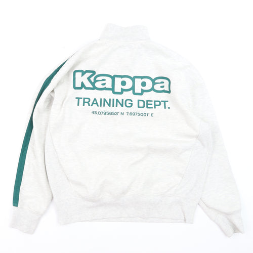 Kappa Men's Grey 1/4 Zip Sweatshirt XS Sports Logo Training Top