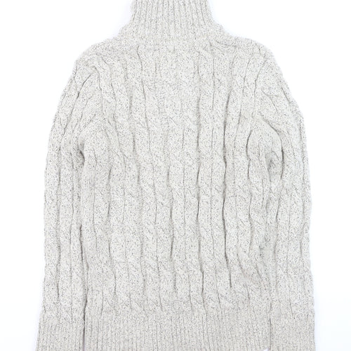 Superdry Men’s Beige Cable Knit 1/4 Zip Jumper L High Neck