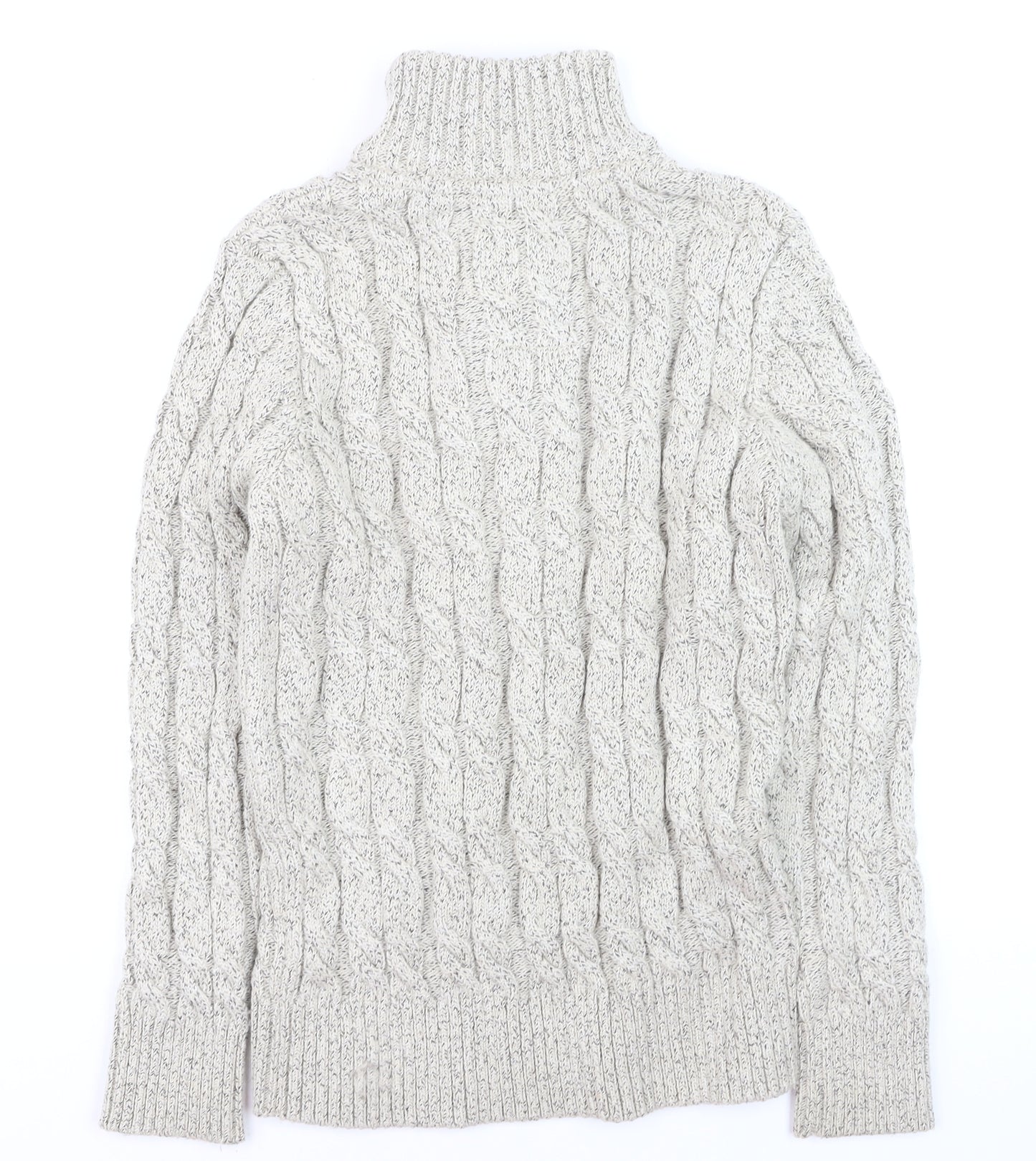Superdry Men’s Beige Cable Knit 1/4 Zip Jumper L High Neck
