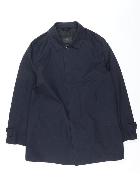 Marks and Spencer Men's Blue Mid-Length Overcoat M Regular Fit