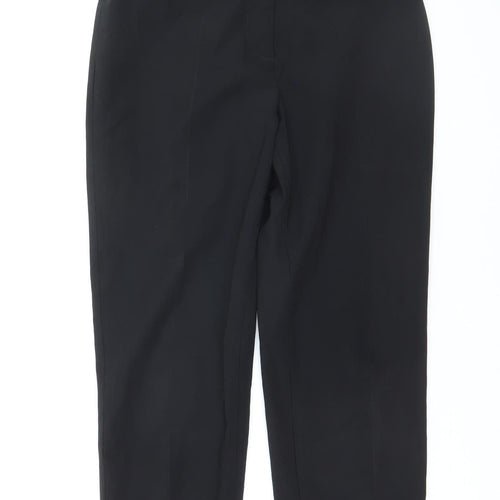 Karen Millen Women's Black Cropped Straight Leg Slim Fit Trousers Size 10