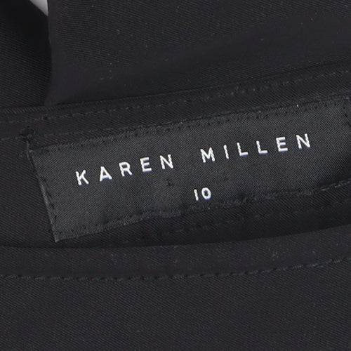Karen Millen Women's Black Cropped Straight Leg Slim Fit Trousers Size 10