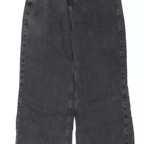New Look Women Grey Wide-Leg Jeans Size 8 Denim Charcoal Wash