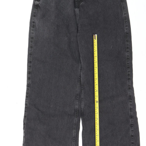 New Look Women Grey Wide-Leg Jeans Size 8 Denim Charcoal Wash