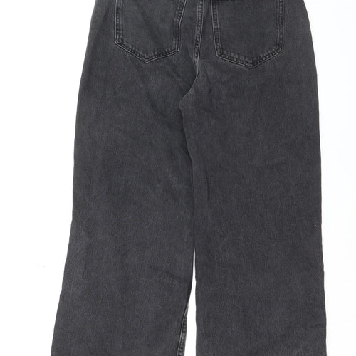 New Look Women Grey Wide-Leg Jeans Size 8 Denim Charcoal Wash