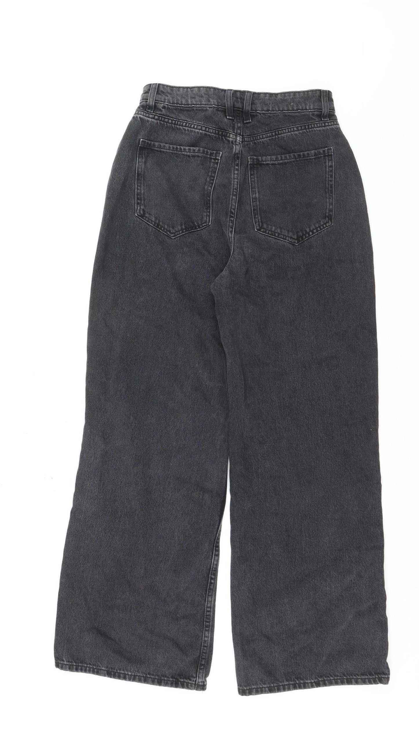 New Look Women Grey Wide-Leg Jeans Size 8 Denim Charcoal Wash