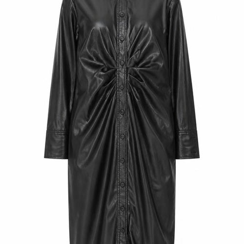 Vero Moda Womens Black Faux Leather Long Trench Coat S