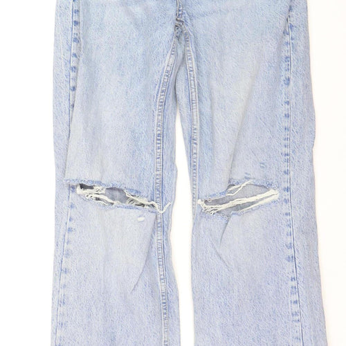 Zara Women Blue Distressed Straight Jeans Size 10