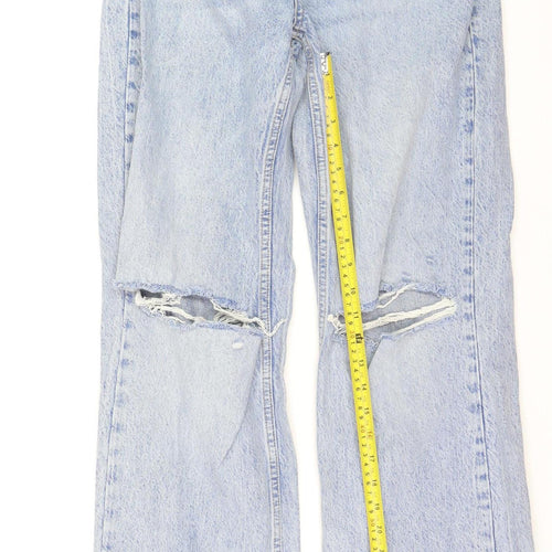 Zara Women Blue Distressed Straight Jeans Size 10
