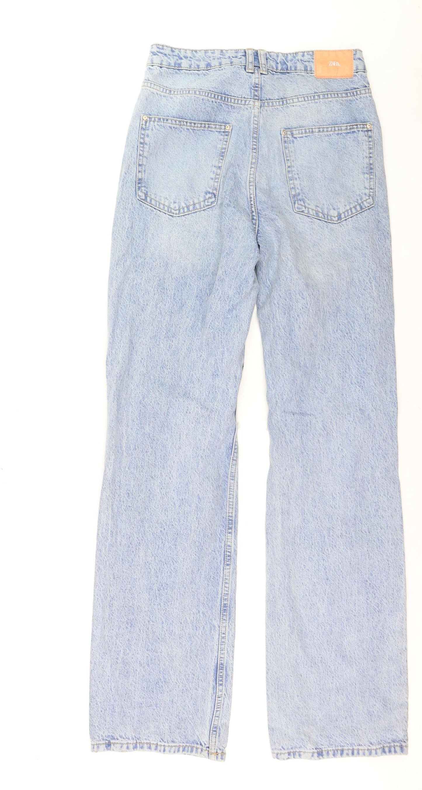 Zara Women Blue Distressed Straight Jeans Size 10