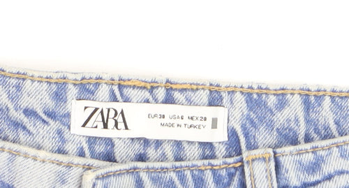Zara Women Blue Distressed Straight Jeans Size 10
