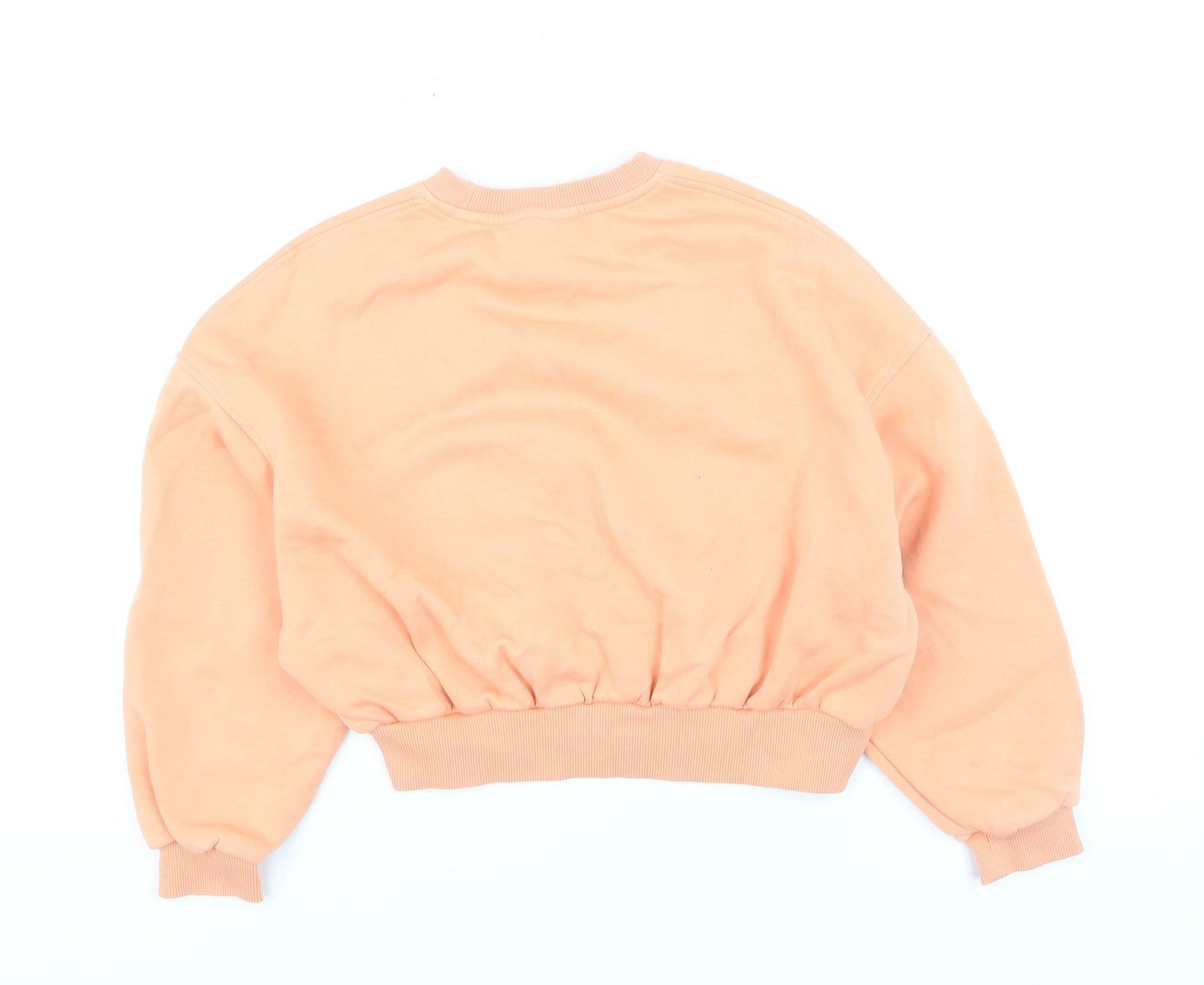 Nike Girls Orange Fleece Pullover Sweatshirt M Logo Crew Neck