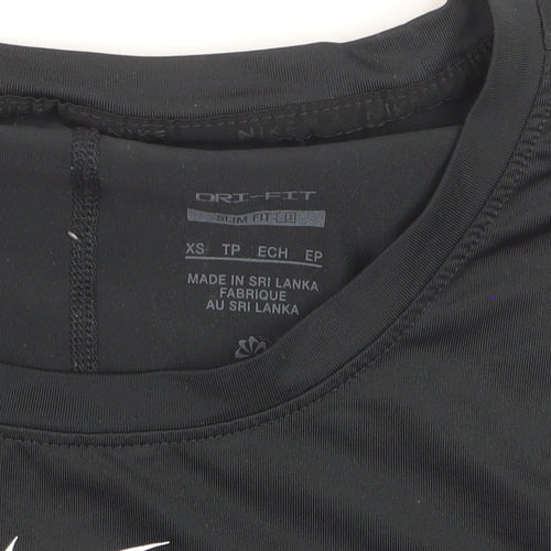 Nike Women's Black Dri-Fit Slim Fit XS Short Sleeve Sports T-Shirt