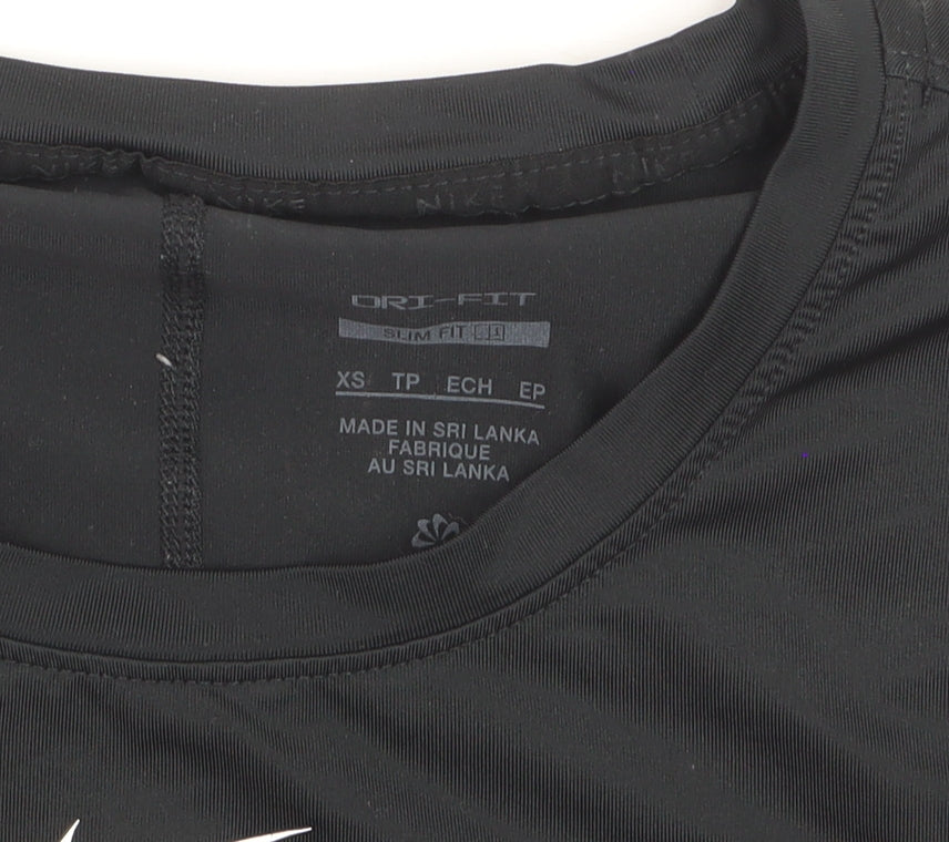 Nike Women's Black Dri-Fit Slim Fit XS Short Sleeve Sports T-Shirt