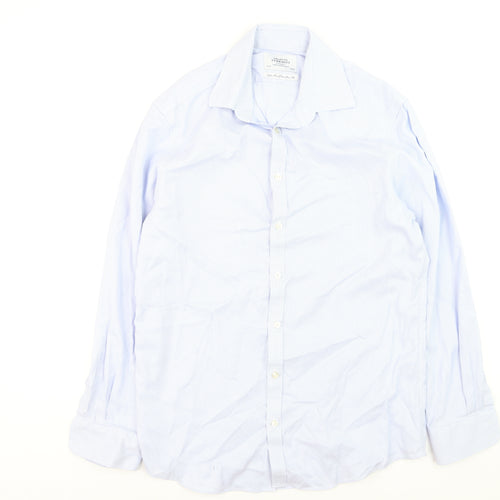 Charles Tyrwhitt Men's Blue 16in Extra Slim Fit Non-Iron Cotton Shirt
