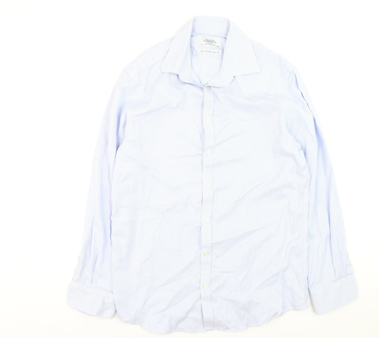 Charles Tyrwhitt Men's Blue 16in Extra Slim Fit Non-Iron Cotton Shirt