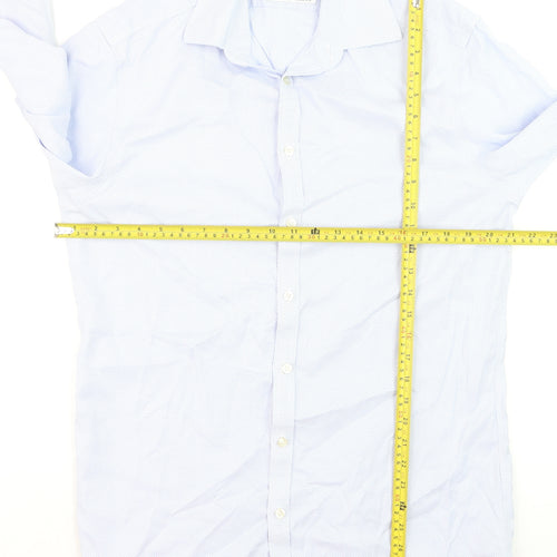 Charles Tyrwhitt Men's Blue 16in Extra Slim Fit Non-Iron Cotton Shirt