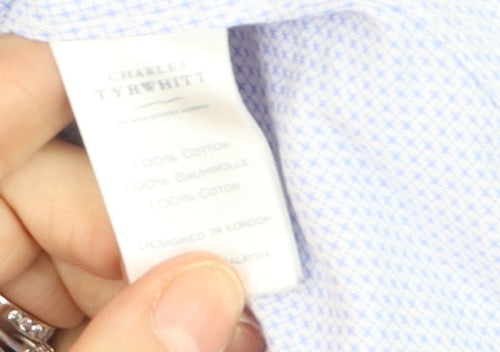 Charles Tyrwhitt Men's Blue 16in Extra Slim Fit Non-Iron Cotton Shirt