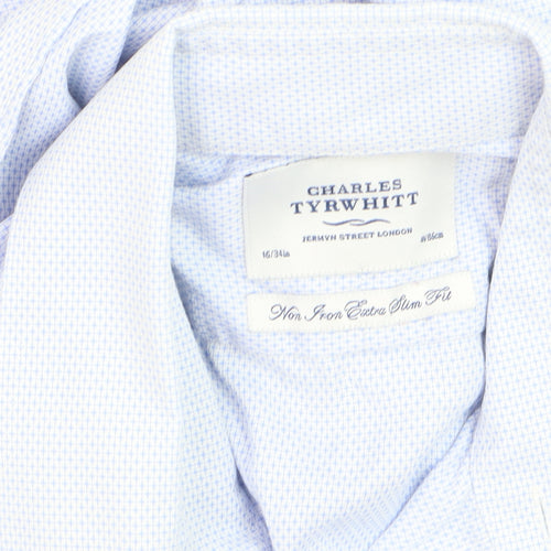 Charles Tyrwhitt Men's Blue 16in Extra Slim Fit Non-Iron Cotton Shirt