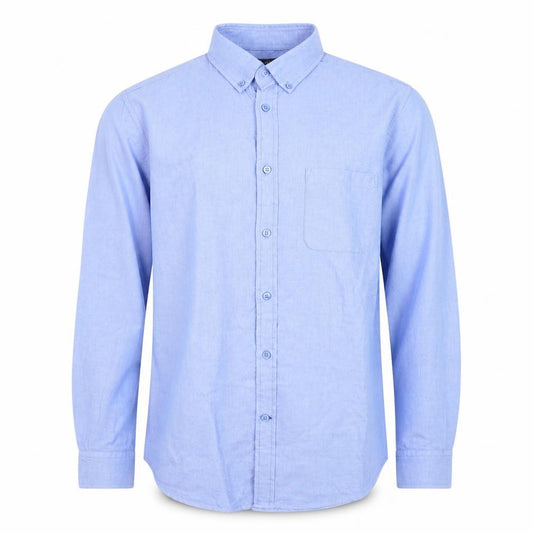 Dunnes Men Blue Regular Fit Cotton Long Sleeve Dress Shirt L