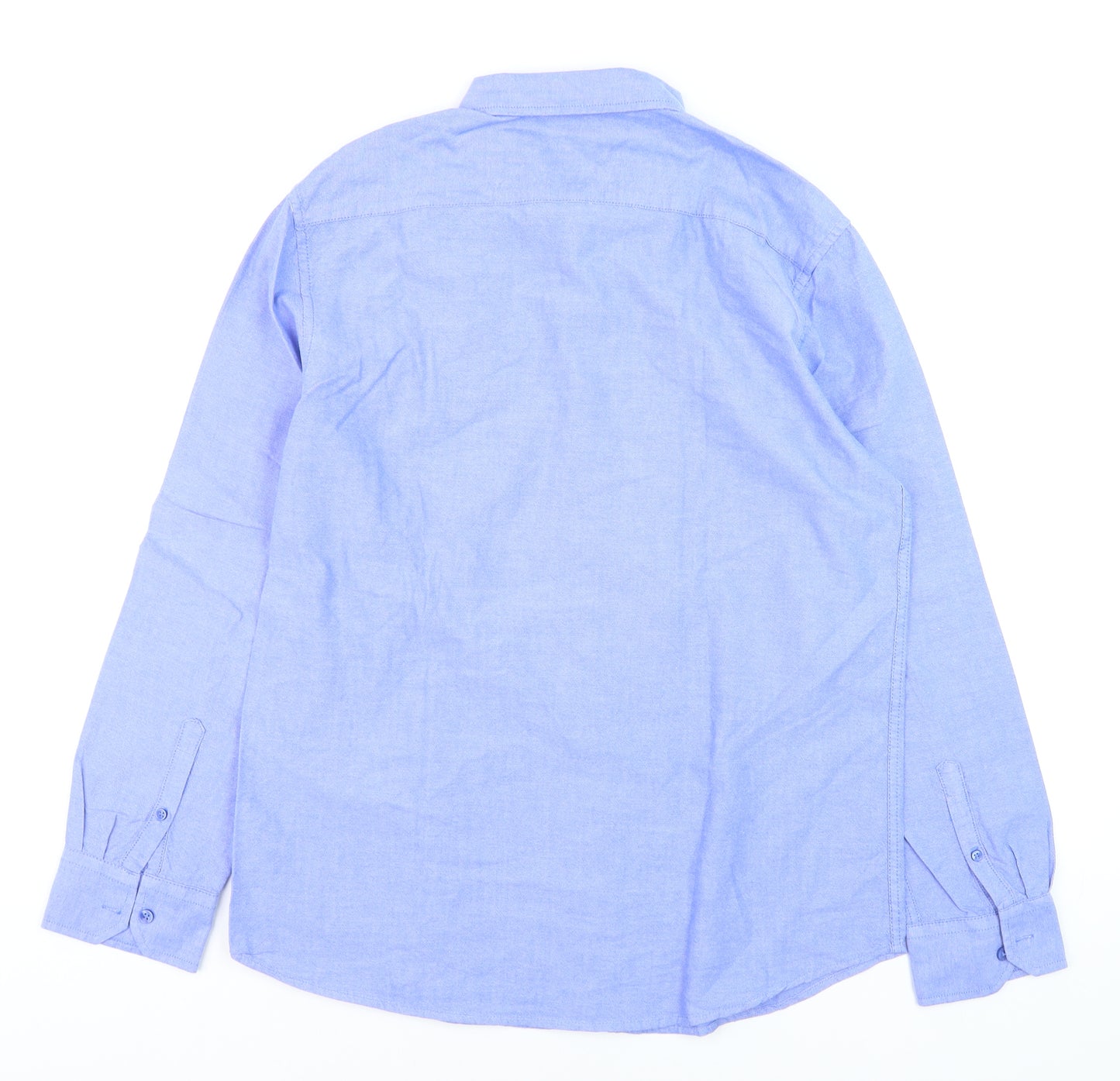 Dunnes Men Blue Regular Fit Cotton Long Sleeve Dress Shirt L