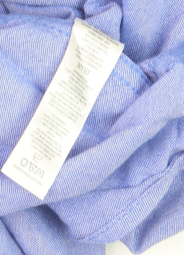 Dunnes Men Blue Regular Fit Cotton Long Sleeve Dress Shirt L