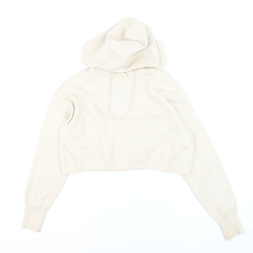 Bershka Women Beige Knit Pullover Hoodie Size 8 Regular Fit