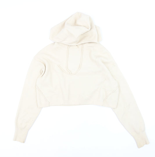 Bershka Women Beige Knit Pullover Hoodie Size 8 Regular Fit