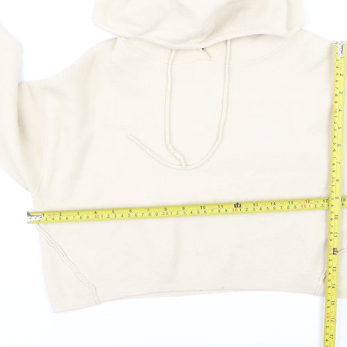 Bershka Women Beige Knit Pullover Hoodie Size 8 Regular Fit