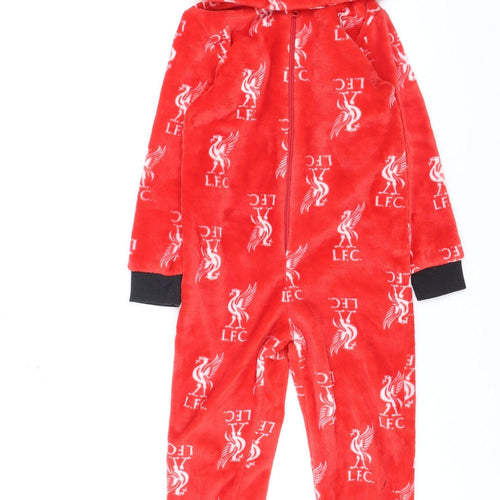 Liverpool FC Boys Red Fleece One Piece Hooded Pyjamas 5-6 Years