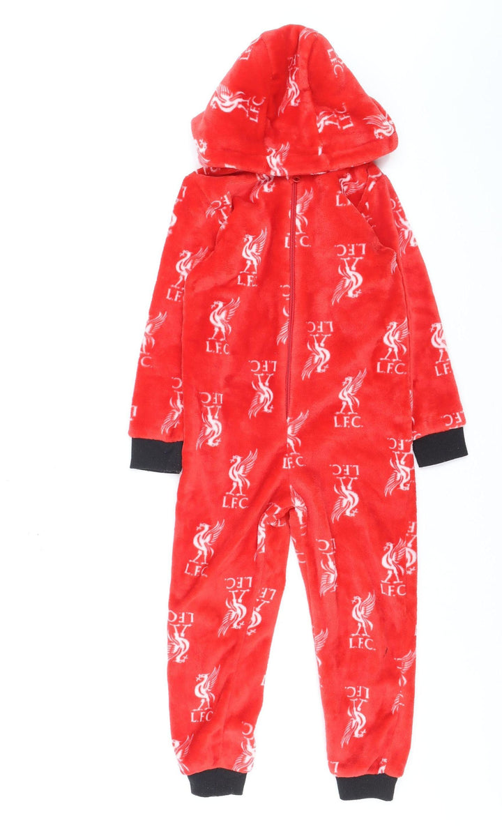 Liverpool FC Boys Red Fleece One Piece Hooded Pyjamas 5-6 Years