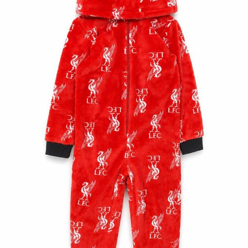 Liverpool FC Boys Red Fleece One Piece Hooded Pyjamas 5-6 Years
