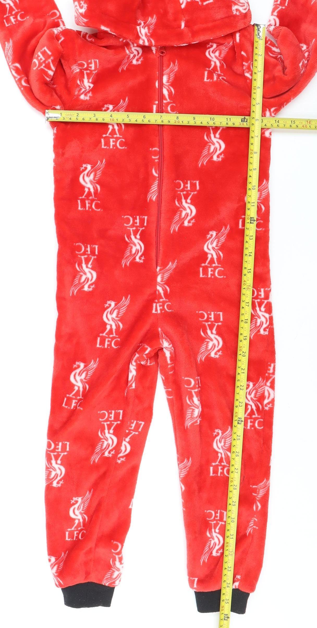 Liverpool FC Boys Red Fleece One Piece Hooded Pyjamas 5-6 Years